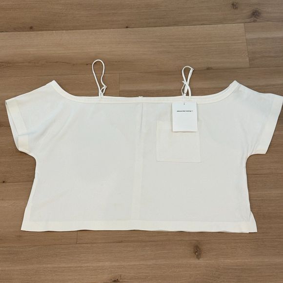 T by Alexander Wang Crepe Cold Shoulder Top - New with Tags - Women's size 10 - Picture 4 of 8